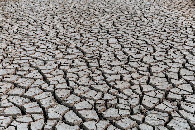 Global warming concept Dry cracks in the land serious water shortages