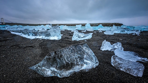 Global warming  ice melted on the ground