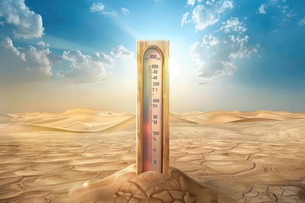 Photo global warming thermometer close up