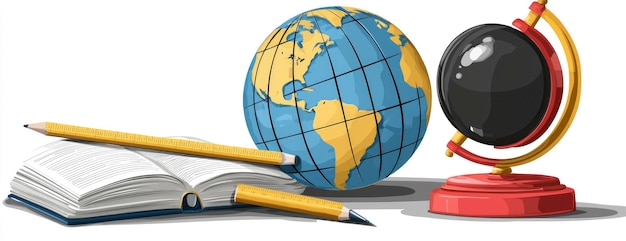 Photo globe book and pencils representing education and knowledge