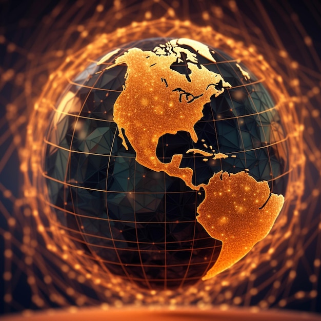 Globe of the Earth Global network connection 3D rendering