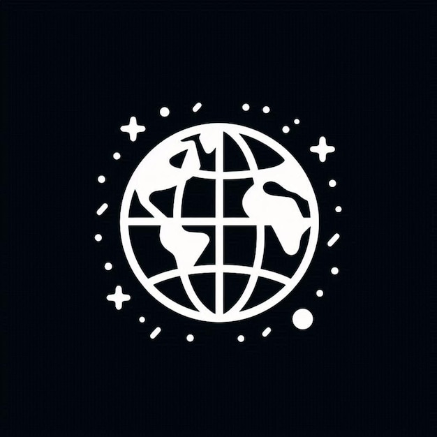 Photo globe earth web world icons vector white on black