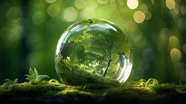 Photo a globe is sitting on top of a green background