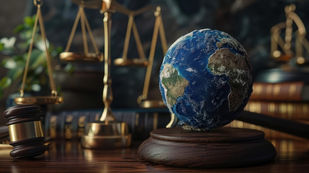 Photo the globe and legal balance