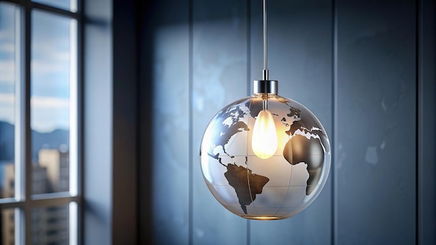 Globe light hanging in a modern interior setting globe light hanging modern interior lamp glowing decor design