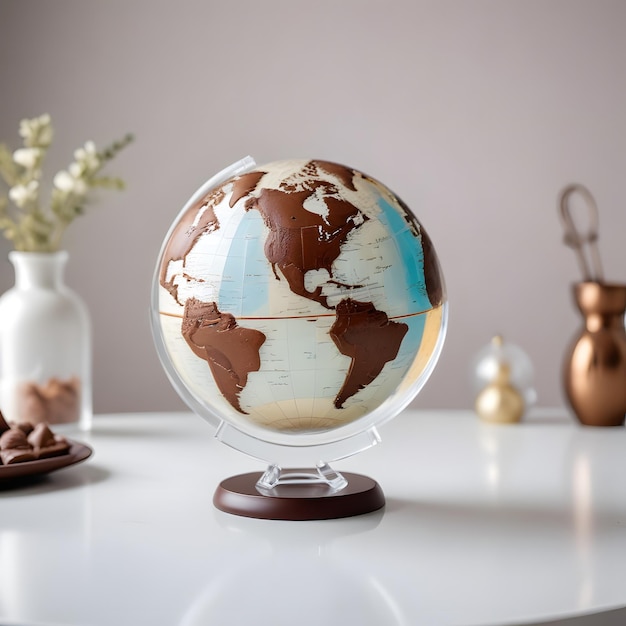 Globe made by glass and chocolate World chocolate day