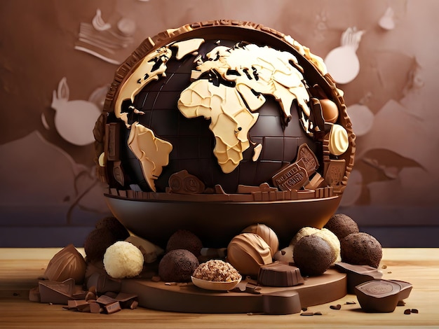 a globe made entirely of chocolate world chocolate day