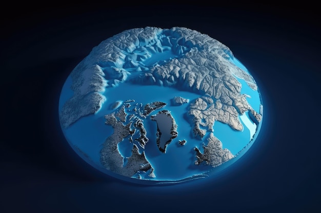 Photo globe model in blue and white colors generative ai