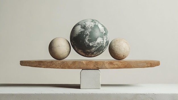 Photo a globe on a stand with two globes on top of it