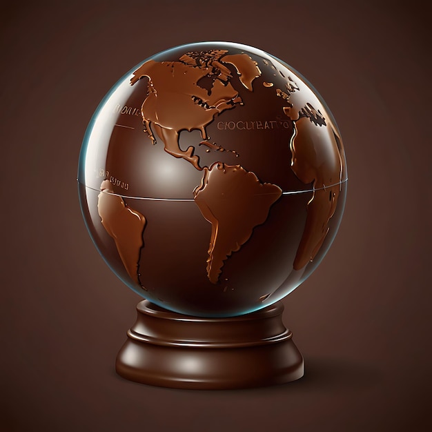 A globe with a chocolate world map on it