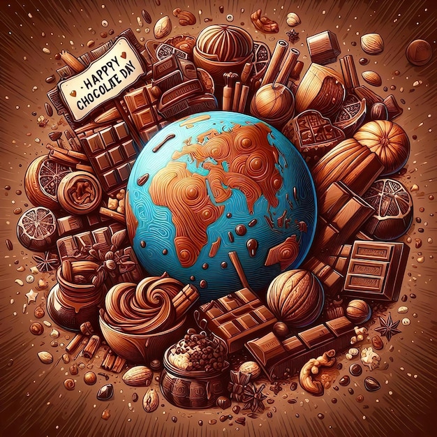 globe with chocolate world map