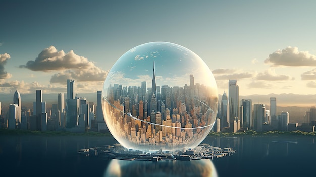 Globe with City Background