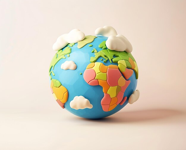 Photo a globe with clouds and the words earth day