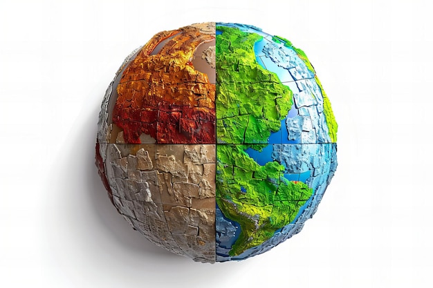 Photo a globe with different colors and shapes on it