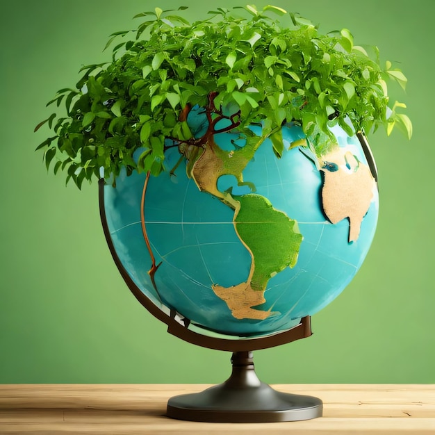 A Globe with an face mask with Tree lack of oxygen concept