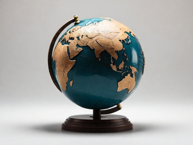 a globe with a globe on a stand with a white background