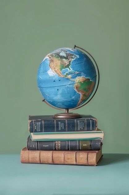 Photo a globe with a globe on top of it and the word world on the top