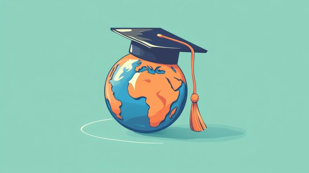 Photo globe with a graduation cap and a graduation cap