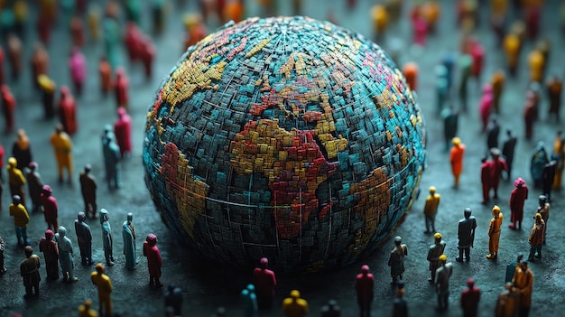 Photo a globe with interconnected communities highlighting technology