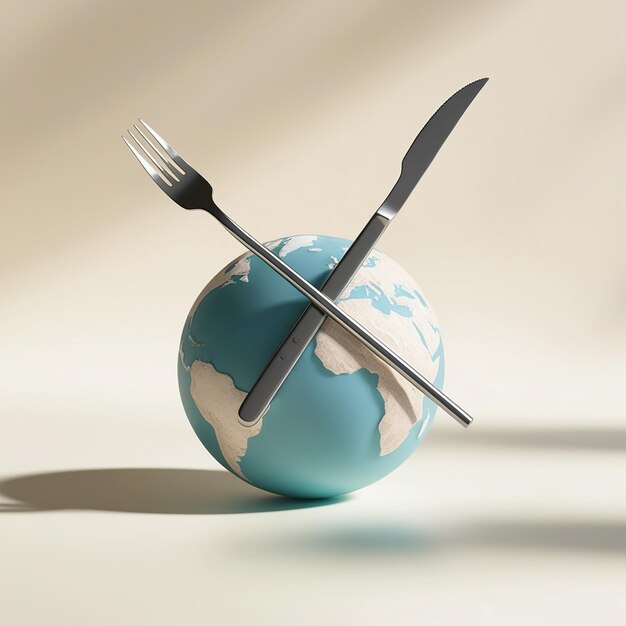 Photo a globe on with and on a light background a world food day wallpaper concept