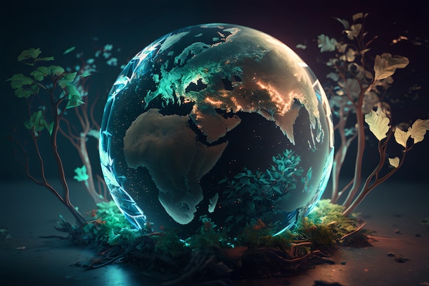 A globe with the planet earth in the middle of the image.