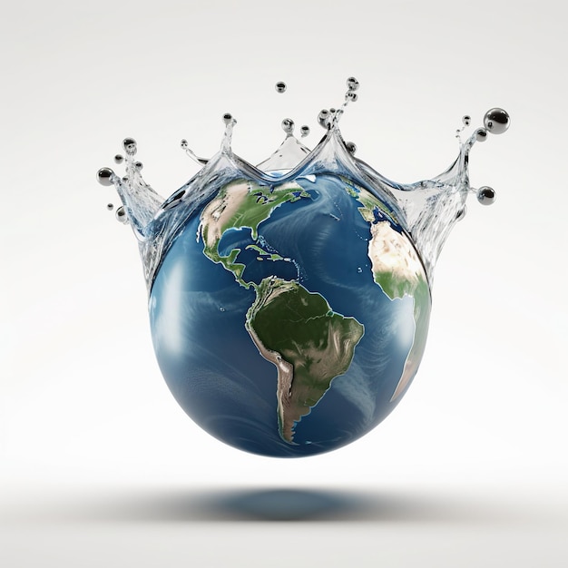 A globe with a water splashing out of it