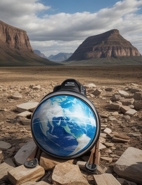 Photo a globe with the world map on it and the earth in the middle