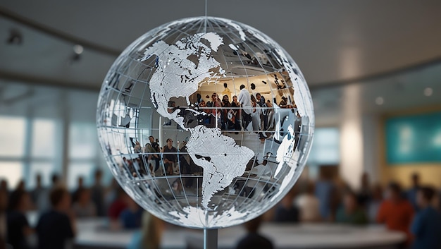 Photo a globe with a world map on it