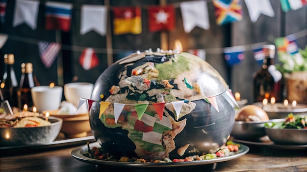 Photo a globe with the world map on it