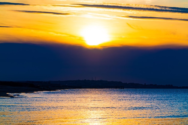 Gloomy sunset over the sea