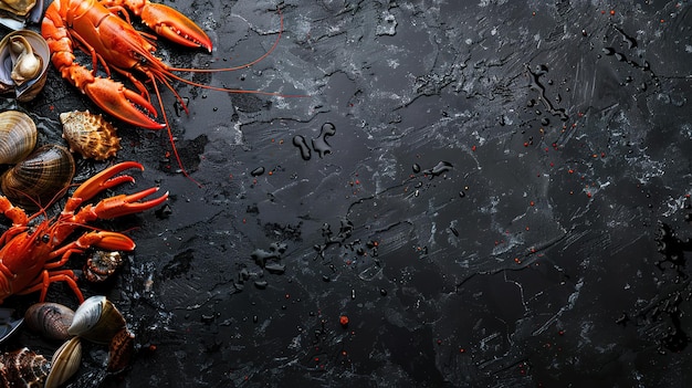 Glorious Salted salmon Seafood On a wooden background Top view Free space for your text