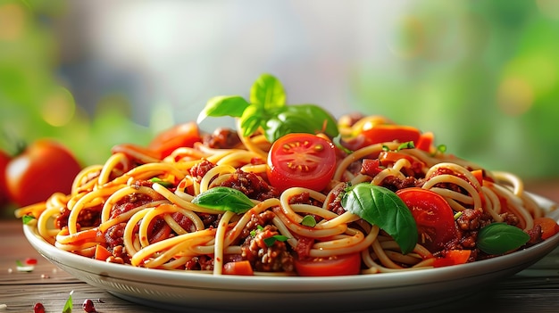 Glorious Side view pasta with tomato sauce on wooden table