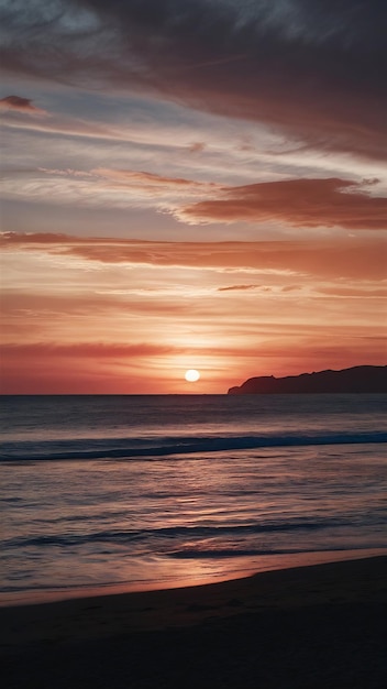 Photo glorious sunset sky as a backdrop to a tranquil beach