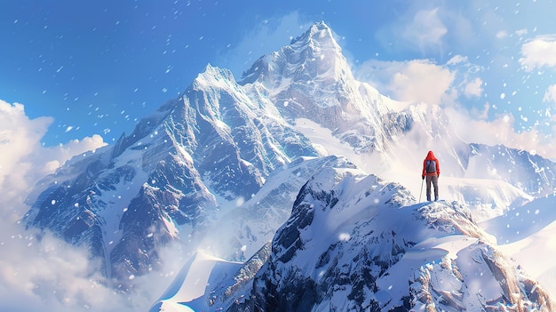 Glorious Young woman traveling in winter mountains