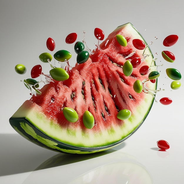 Photo glossy 3d watermelon slice with a vibrant