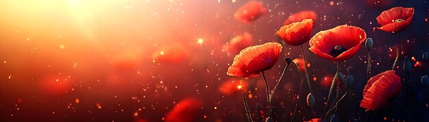 Photo glossy background with glowing poppy and star elements concept as a dynamic and glossy background fe