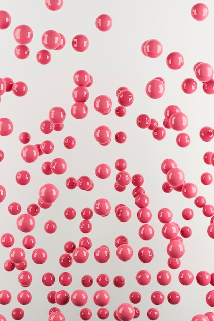 Glossy balls in viva magenta color Abstract background 3d rendering