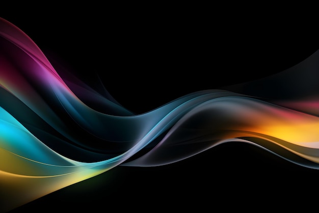 Glossy black background with colorful rainbow wave