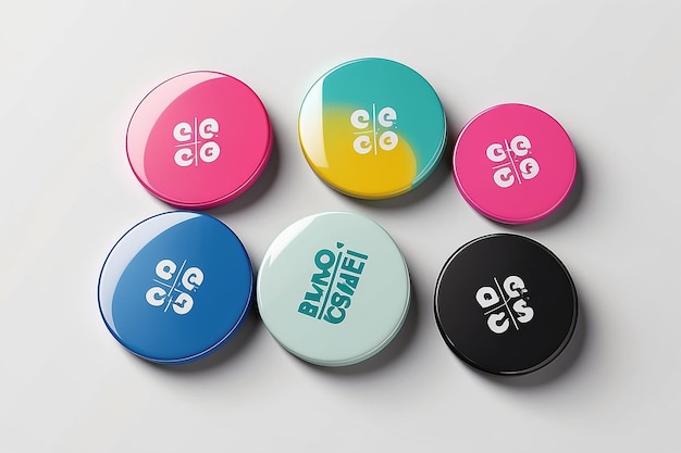 Glossy Button Pins Mockup