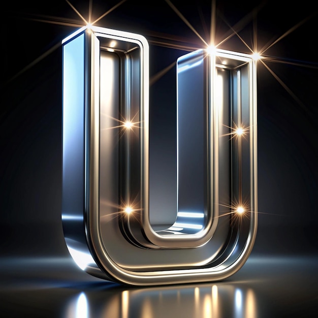 Photo glossy chrome letters with 3d shining lights effect