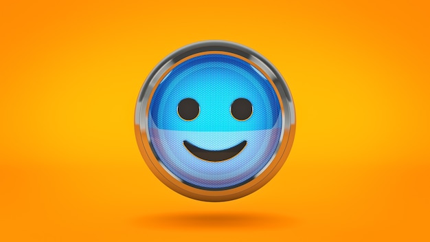 glossy icon Smiley 3d rendering