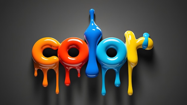 Glossy Multicolor COLOR Letter with Dripping Paint on Dark Background