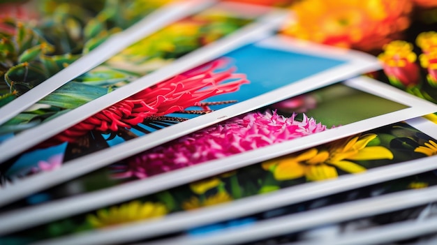 Photo glossy photo paper with a vibrant printed image displaying its texture