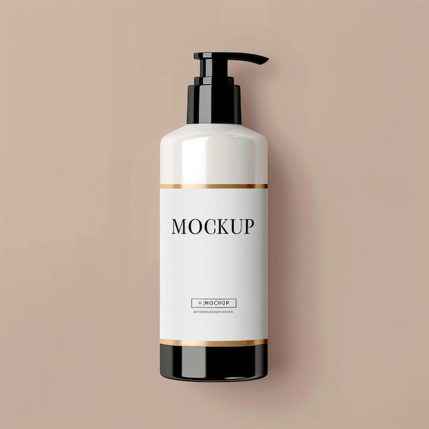 Photo glossy plastic cosmetic bottle packaging mockup