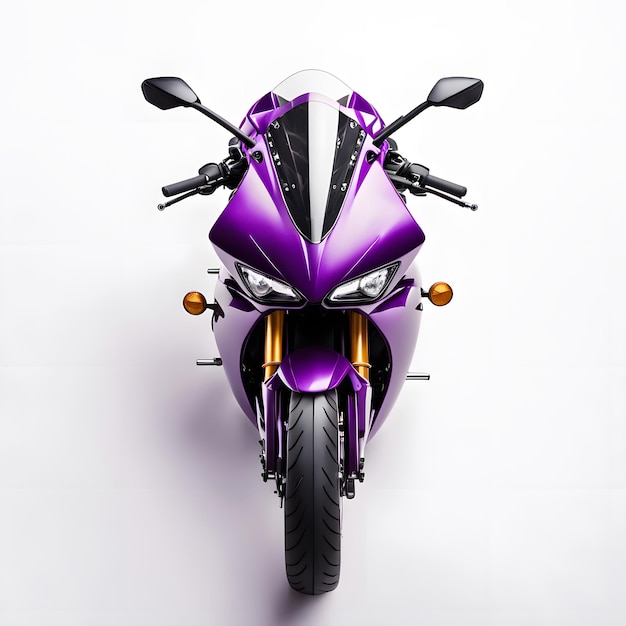 A Glossy Purple Sport Bike Motorcycle Isolated on White Background Side View