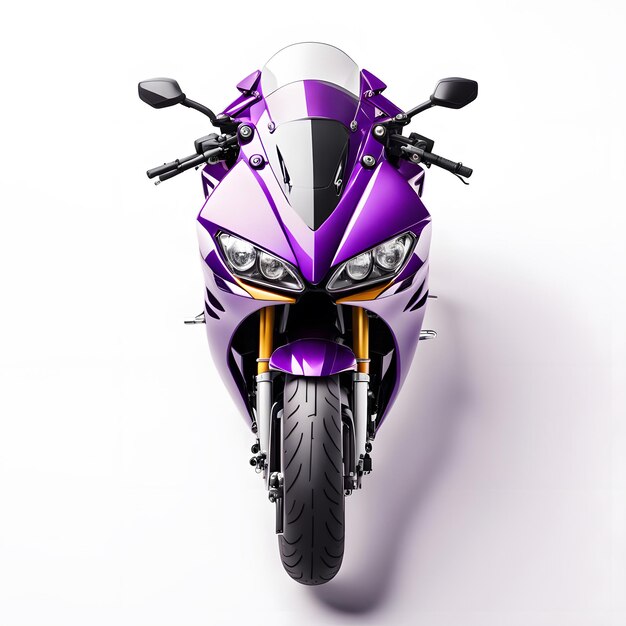 A Glossy Purple Sport Bike Motorcycle Isolated on White Background Side View