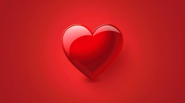 A glossy red heart on a red background symbolizing love and passion