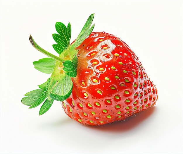 A glossy red strawberry illustration with vivid details