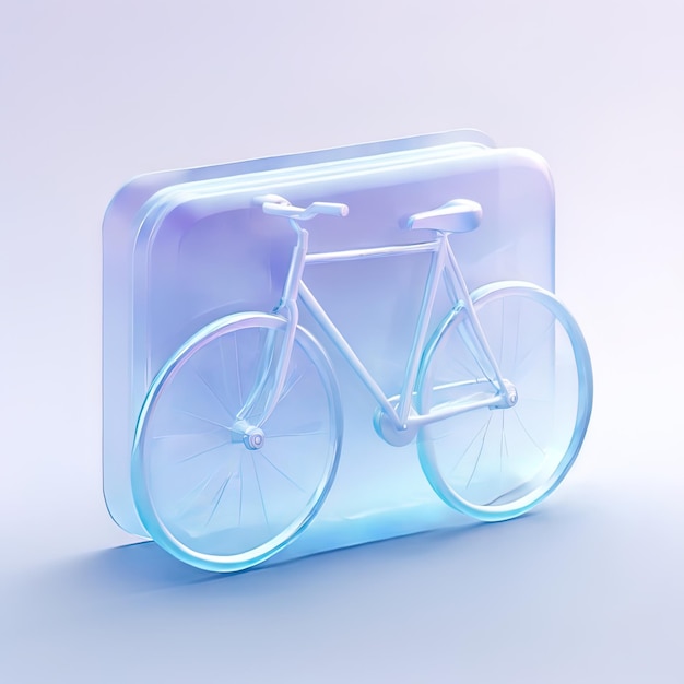 Glossy stylized glass icon of bicycle vehicle cycle