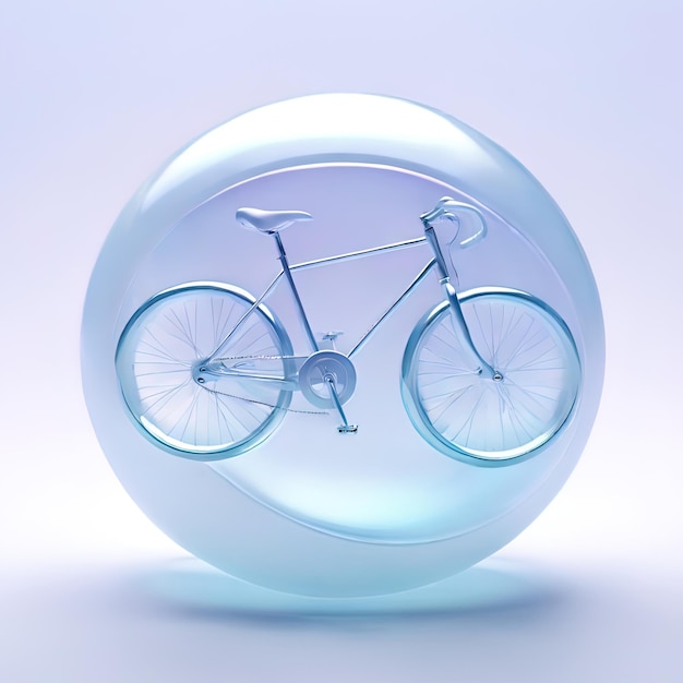 Glossy stylized glass icon of bicycle vehicle cycle